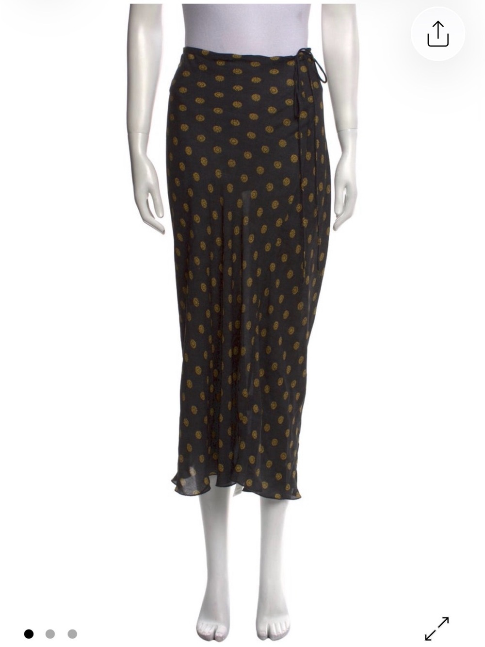 Realisation Par Black Midi Wrap Skirt with Gold Sun Print